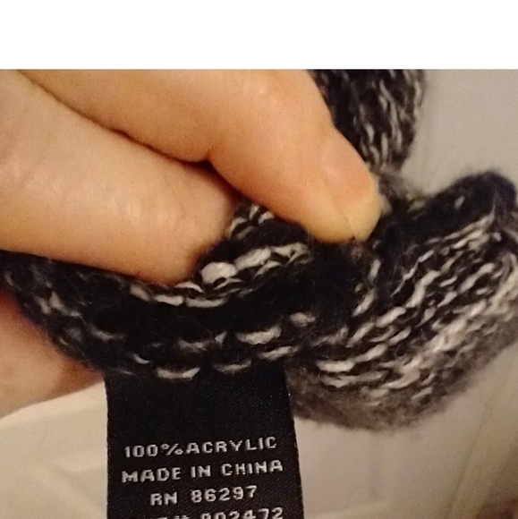 BCBG MaxAzria Open Sweater Cardigan L Short Bat Sleeve Black Tan Chunky Knit - Picture 8 of 8